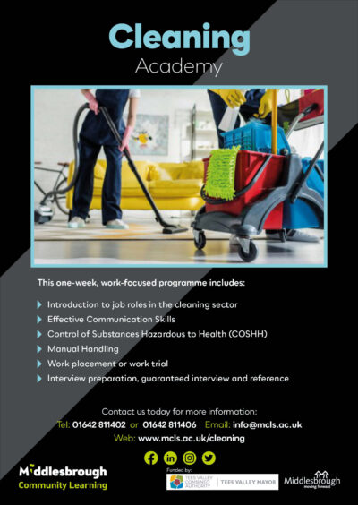 Leaflet promoting Middlesbrough Council's cleaning programme.