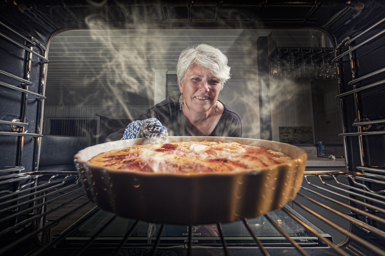 Lady baking a pie