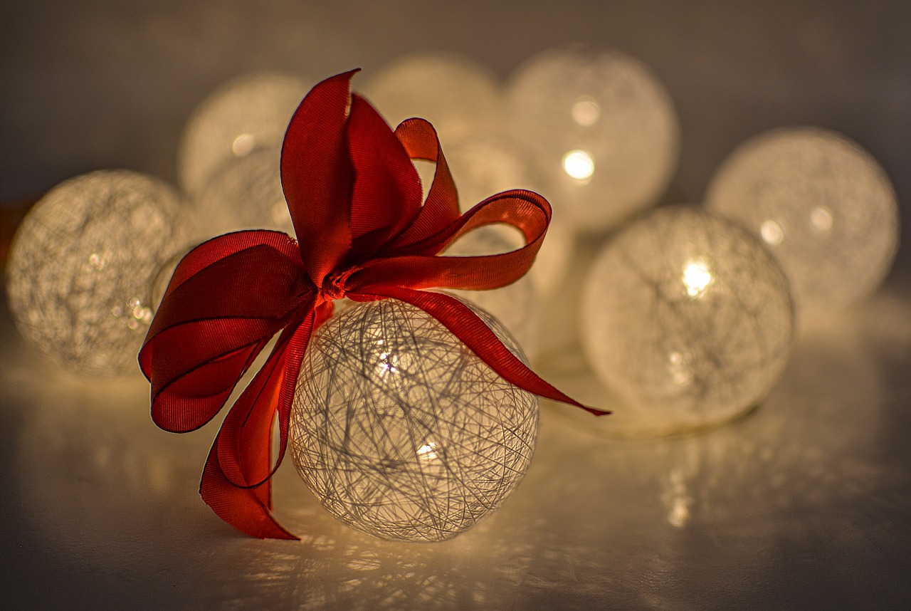 Christmas baubles with lights inside